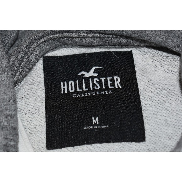 Hollister Hoodie Mens Medium Gray Graphic Pullover Sweatshirt - Picture 7 of 11